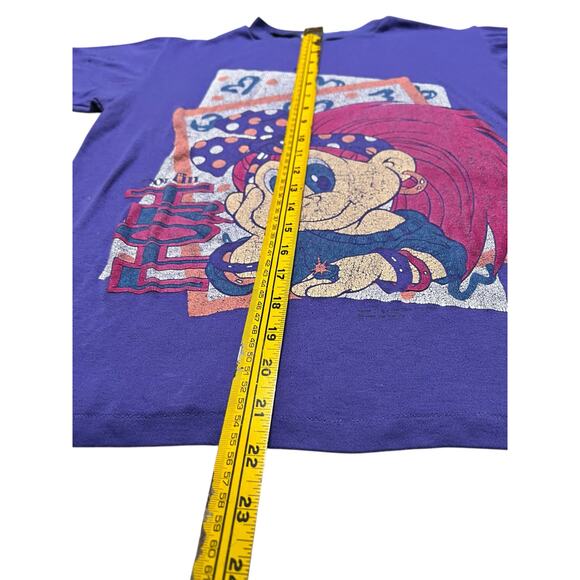 Vintage 80s NORFIN Troll Purple/Pink T-Shirt - Graphic Tee Retro Cartoon - M - Picture 10 of 12